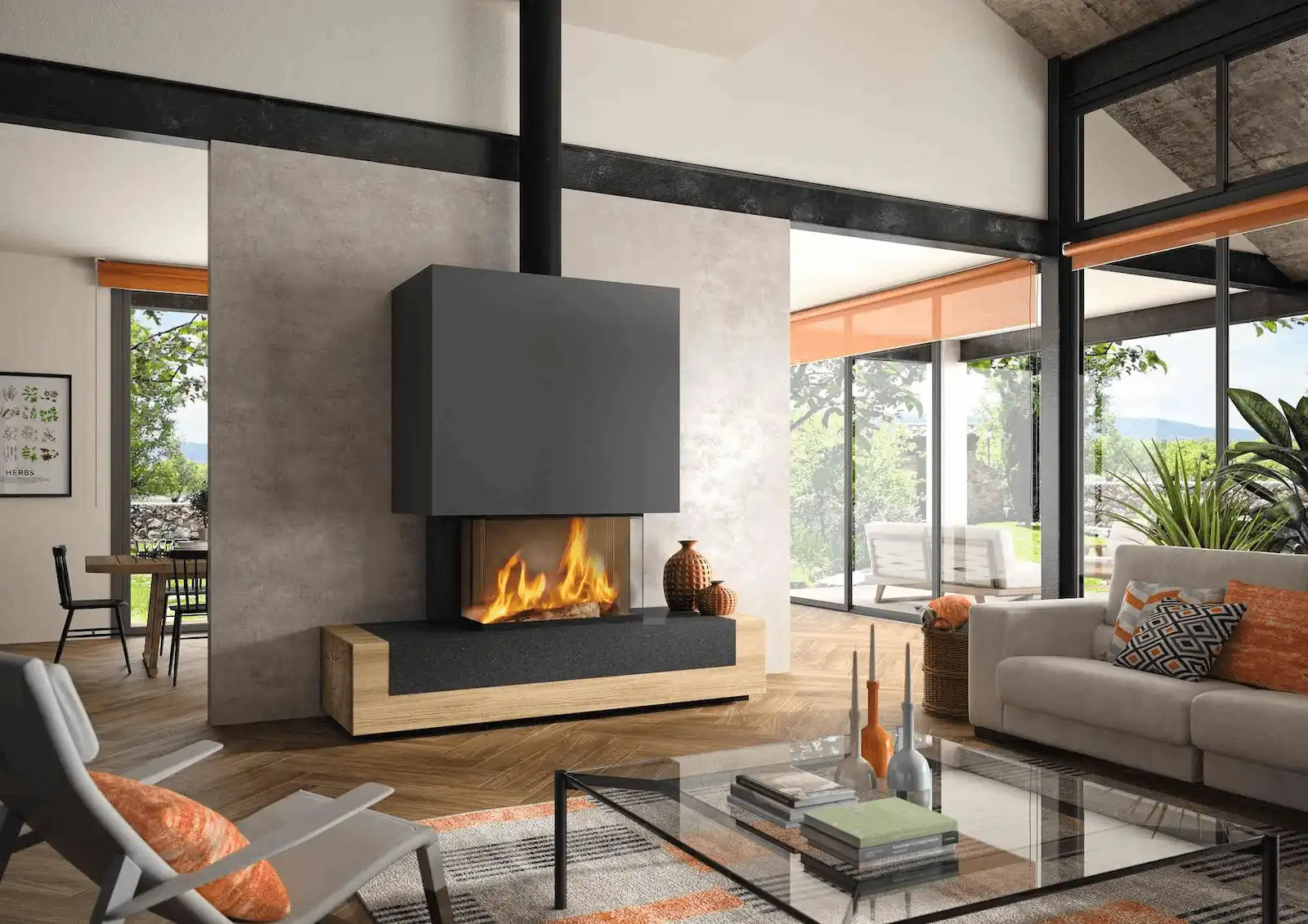 CHEMINEES BOIS CHEMINEES GAZ salon réalisations cheminées philippe pessac